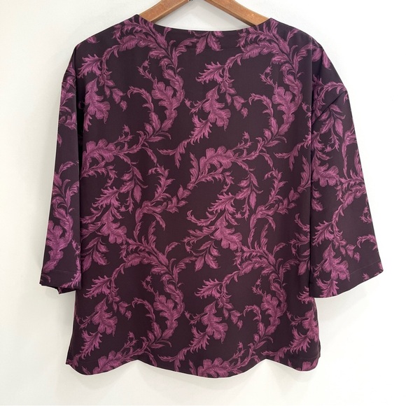 Soft Surroundings Top Womens Selina Wine Botanical Purple Pink Leafy Vine Print - Picture 6 of 7